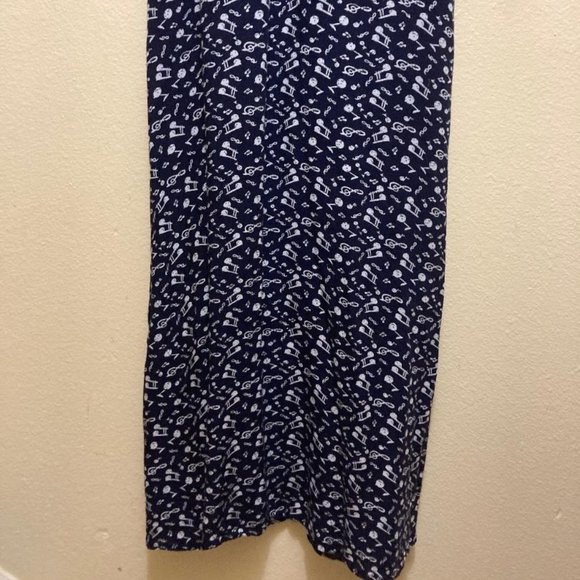 Kashkha Womens Dark Blue Music Note Pattern Embroidered Long Sleeve Maxi Dress S - Picture 3 of 8